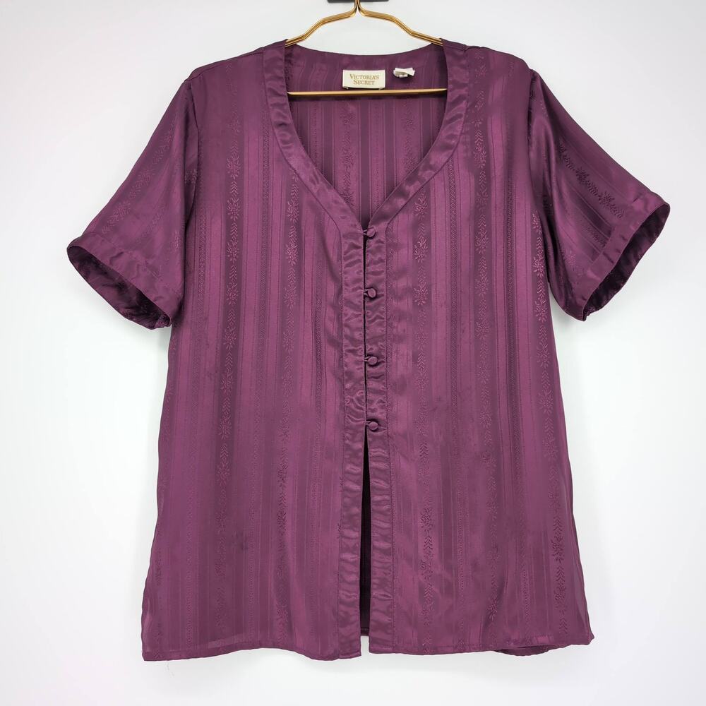 Vintage Victoria's Secret Gold Label Purple Tent Crop Top Pajama PJ Top - Size S